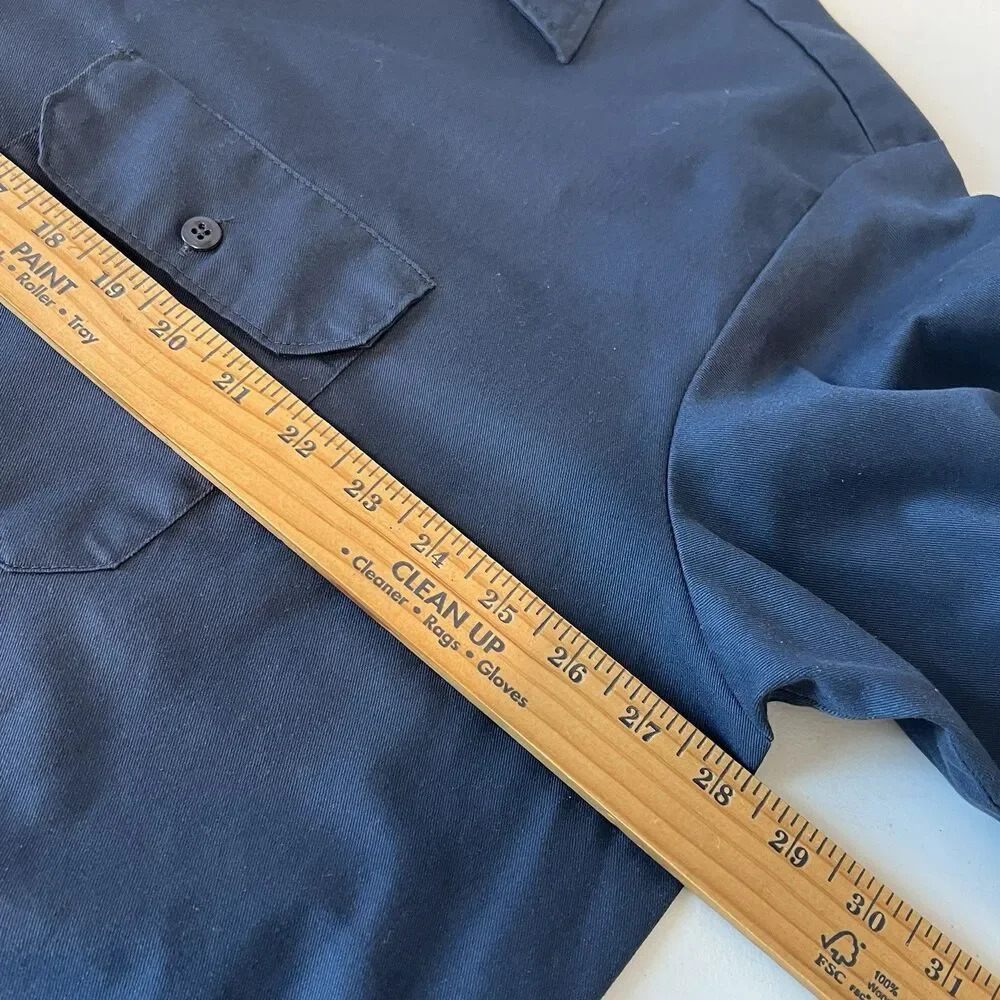 Vintage Dickies Shirt Men 2XL Blue Work Mechanic Button 90s USA